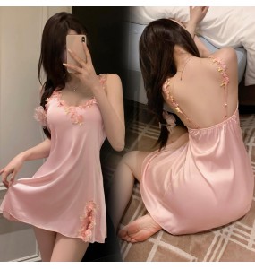 FEE ET MOI - Sexy Embroidered Slip Nightdress (Pink)